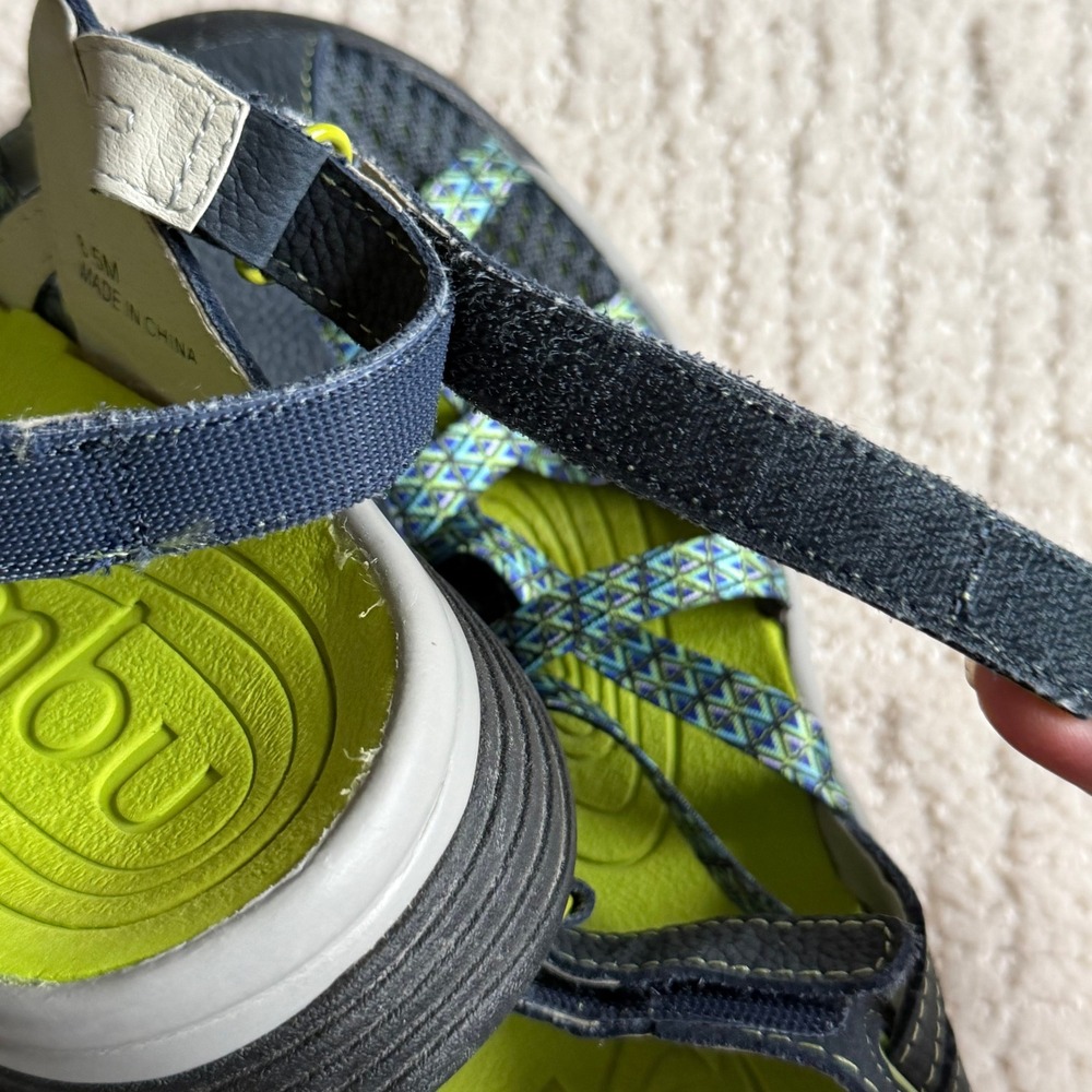 Jambu Women Navy Blue Lime Green Sport Sandals Water Shoes Closed Toe 8.5M - Picture 9 of 12